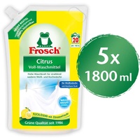 Frosch Citrus Waschmittel, 5er Pack (5 x 18 Waschladungen)