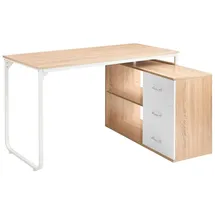 Beliani Eckschreibtisch Sogne Braun / Weiß