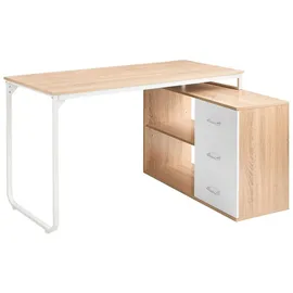 Beliani Eckschreibtisch Sogne Braun / Weiß