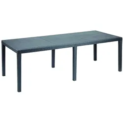 Dmora Gartentisch Roma, Rechteckiger ausziehbarer Esstisch, ausziehbarer Gartentisch in Rattan-Optik, 100 % Made in Italy, 150x90h72 cm, Anthrazit