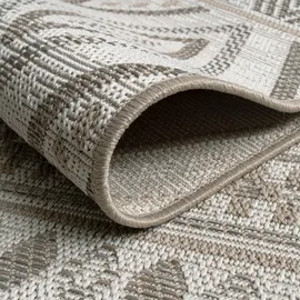 Paco Home Outdoor Teppich Flachgewebe Modern Boho Ethno Wetterfest, Außenbereich 80x150 cm, beige, 2