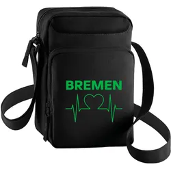multifanshop Umhängetasche - Bremen - Herzschlag - Druck grün - Tasche