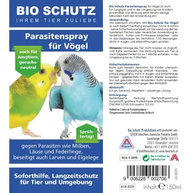 BIO SCHUTZ Parasitenspray für Vögel 150 ml Sprühflasche