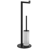 GESSI Emporio Ständer mit Papierrollenhalter und Toilettenbürstengarnitur aus satiniertem Glas, 38935299, Farbe: Schwarz XL