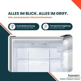 Homex CFSN3041A-S Kühl-Gefrierkombination (304 l, 1873 mm hoch, Silber)