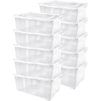 ALPFA Schuhbox 10 er Set je 10,0 Liter Klarsichtboxen Stapelboxen Kunststoffboxen (Spar-Set, 10 Boxen + 10 Deckel), stapelbar weiß