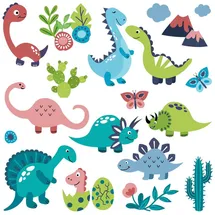 Tulup Aufkleber, 80x144 cm Dinosaurier Pflanzen