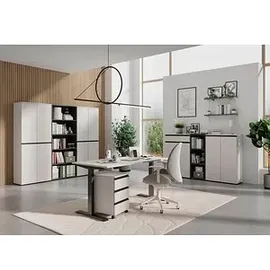 Germania DOWNEY höhenverstellbarer Schreibtisch kaschmir rechteckig, C-Fuß-Gestell schwarz 120,0 x 80,0 cm