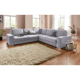 sit&more Ecksofa SIT & MORE "Santorini L-Form", grau, B:276cm H:82cm T:271cm, Struktur (100% Polyester);Struktur fein (95% Polyester, 5% Polyamid), Sofas, Ecksofa, mit Federkern und Sitztiefenverstellung, wahlweise mit Bettfunktion