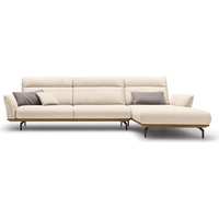 hülsta sofa Ecksofa hs.460, Sockel in Nussbaum, Winkelfüße in Umbragrau, Breite 338 cm weiß