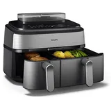 Philips 5000 Series Steam Airfryer Dual Basket NA555/00 Silber/Edelstahl