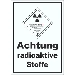 Aufkleber radioaktive Stoffe Radioactive I-WEISS A9 (37x52mm)