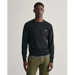 Gant für Herren. 8030561 Klassischer schwarzer Baumwollpullover mit Rundhalsausschnitt (5XL), Lässig, Baumwolle