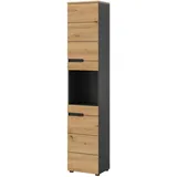 inn.furn Hochschrank 38 x 193 cm Grau/Eiche Artisan Holz