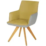 KOINOR Armlehnstuhl Leder  Schwof ¦ gelb ¦ Maße (cm): B: 57 H: 90 T: 66.0