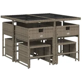 vidaXL Garten-Essgruppe 9-tlg. Grau