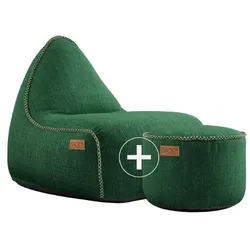 RETROit Cobana Outdoor Sitzsack Loungsessel mit Hocker – Sparset grün