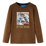vidaXL Kinder-Langarmshirt Dinosaurier Pullover Sweatshirt T-Shirt Cognac Melange 116 - 116