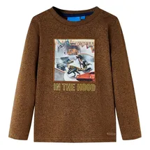 vidaXL Kinder-Langarmshirt Dinosaurier Pullover Sweatshirt T-Shirt Cognac Melange 116 - 116