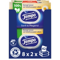 Tena Tempo sanft & pflegend feuchte Toilettentücher Großpackung 836198 , 1 Großpackung = 8 Doppel-Packungen à 2 x 42 Tücher