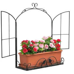 DanDiBo Wandblumenhalter Fenster Schwarz Metall Wand Blumenständer Blumenregal Wandregal Regal