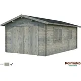 Palmako Holzgarage Roger mit Holztor Grau tauchgrundiert 360 cm x 550 cm