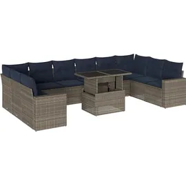 vidaXL Gartensofa-Set 11-tlg. grau Polyrattan
