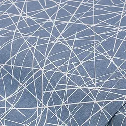 Baumwollstoff Scribble "Mona", jeansblau/weiß