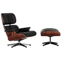 Vitra - Lounge Chair & Ottoman, poliert / Seiten schwarz, Santos Palisander (klassisch)