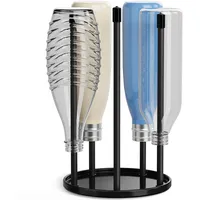 Flaschenhalter für SodaStream - Premium Abtropfhalter aus Keramik Abtropfständer mit Abtropfwanne für 5 SodaStream Crystal | Emil Flaschen Schwarz