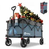 Sekey XXL Plus Bollerwagen Faltbar 200L 200KG Tragkraft, Faltbarer Bollerwagen Geländetauglich mit Bremsen, Handwagen Patentiert Klappbar aus Vier Richtungen, XXL-PlusG 4010, Blau