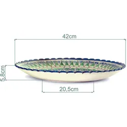 4BIG.fun Rishtan Lagan Ø42 cm Orientalischer Ljagan Keramik Plate Handarbeit Servierplate
