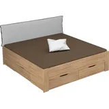 Rauch Stauraumbett RAUCH "Aditio", braun (struktureichefarben hell), B:186cm H:107cm L:208cm, Betten, Stauraumbett, inklusive Kopfteil und Schubkästen