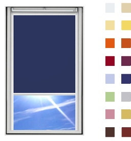 Dachfensterrollo guenstig nach Maß, Stoff Polyester, Farbe dunkelblau, mit Kassette oder als Springrollo, weitere 120 Farben im Shop