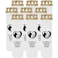 HS Candle Grabkerze GK-03859 (9-tlg), Grabkerze Brenndauer 170 Stunden mit Motiven