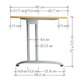 Hammerbacher Schreibtisch weiß rechteckig, C-Fuß-Gestell silber 120,0 x 80,0 cm