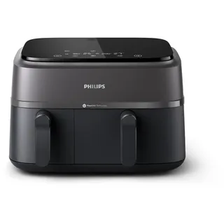 Philips Dual Basket Airfryer 3000-Serie, 9L, 2 Schubladen, Synch-Funktion, Rapid Air Technologie, Vielseitige Große Heißluftfriteuse, 90% Weniger Fett und Energiesparend, HomeID-App (NA350/00)