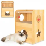 Coil Kratztonne, Katzenhöhle, Katzenkratzbaum, Katzenbett, Katzenliege, Umweltfreundliches Bett, Kratzpappe, MDF, Höhe: 55 cm