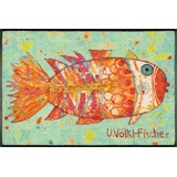 Wash+Dry Fußmatte, Funky Fish 50x75 cm, innen und außen, waschbar