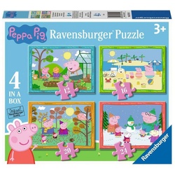 Peppa Pig Puzzle 4 in 1 Puzzle Box Peppa Wutz Peppa Pig Ravensburger Kinder Puzzle, 24 Puzzleteile