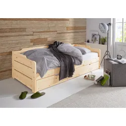Daybett HOME AFFAIRE ""REETE " BESTSELLER Funktionsbett, Kinderbett, inklusive Schubkasten", beige (kiefer massiv, unbehandelt), B:97cm L:205cm, Daybetten, FSC zertifiziertes Massivholz (Kiefer), klassischer Landhausstil