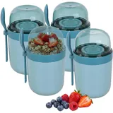 Relaxdays Müsli To Go Becher 0,28 l Blau 4 St.