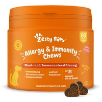 Zesty Paws Allergie & Immunität Chews | Nahrungsergänzungsmittel für Hunde | Für eine Gesunde Körperfunktion | Reich an Lachsöl Hunde & Omega 3 Öl für Hunde | 90 STK