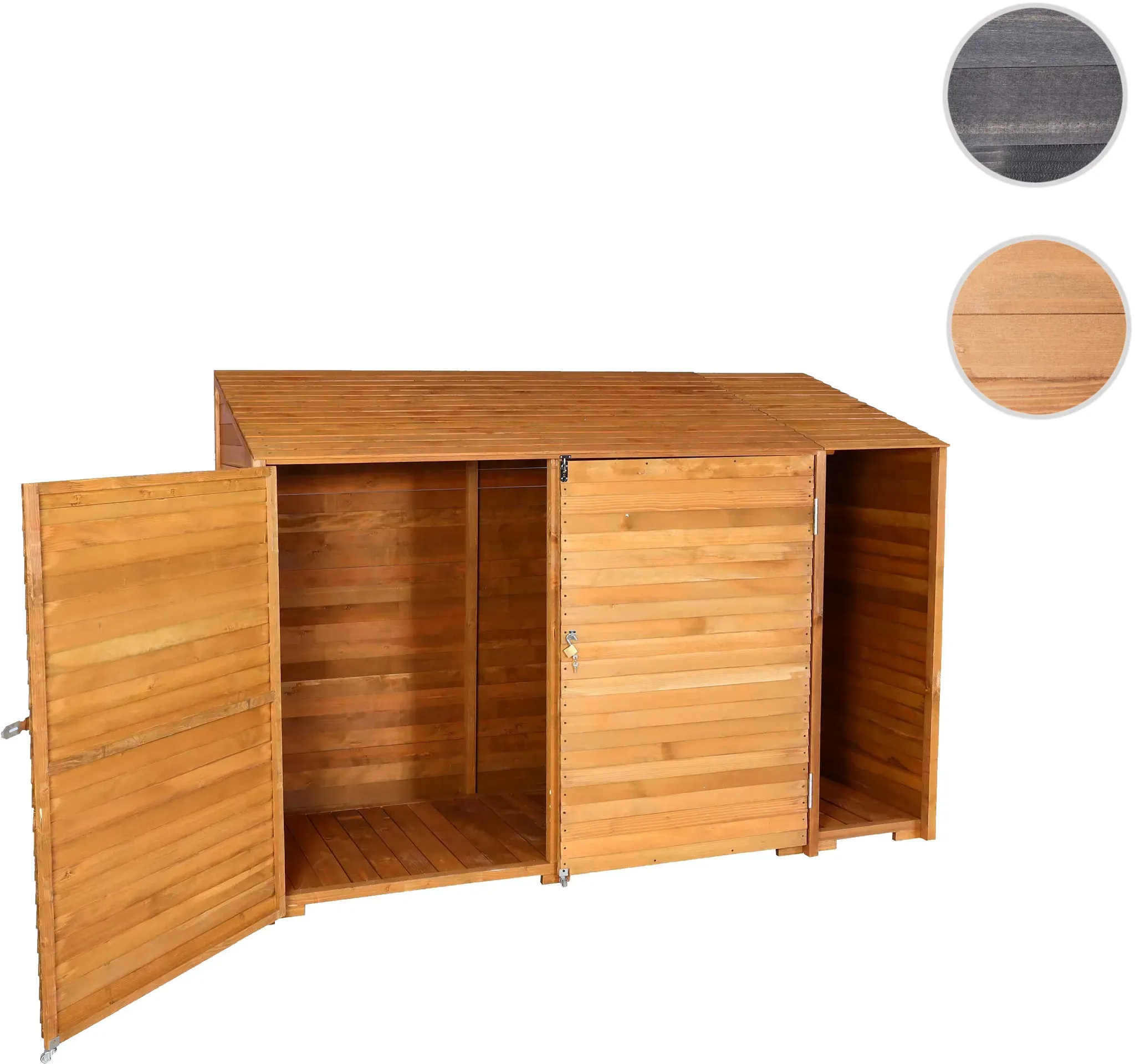 Ger√§teschuppen HWC-J75, Ger√§teschrank Ger√§tehaus, Holz gebeizt MVG-zertifiziert, 180x250x93cm ~ naturfarben