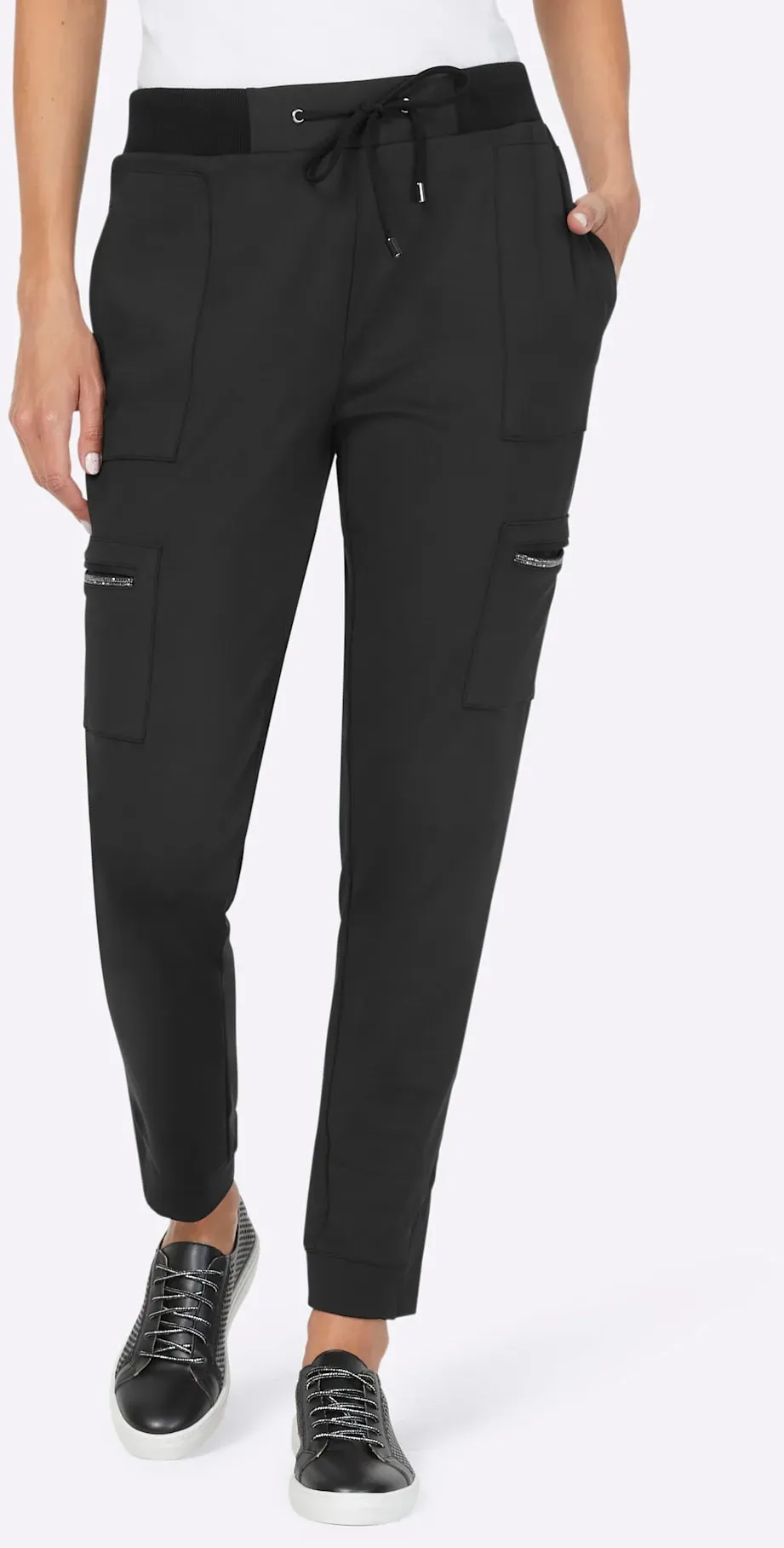 Webhose HEINE, Damen, Gr. 34, Normalgrößen, schwarz, 50% Modal, 44% Polyester, 6% Elasthan, unifarben, 7/8-Länge, Hosen