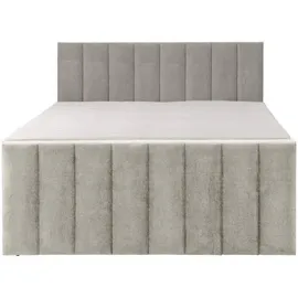 ks home concept Boxspringbetten mit Bettkasten VELTRA 160x200 Taschenfederkern Matratze, Hellgrau - Hellgrau