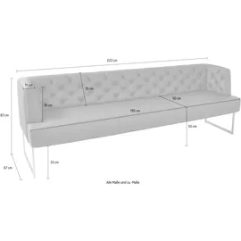 K+W Komfort & Wohnen »Creso«, im modernen Chesterfield-Look, Füße in Edelstahl-Optik rubin, 63199744-0 B/H/T: 222 cm x 83 cm x 67 cm