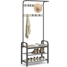 VASAGLE Schuhbank 33,7 x 72 x 183 cm 4-in-1 Design / Greige-schwarz