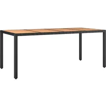 vidaXL Gartentisch mit Holzplatte Schwarz Poly Rattan & Akazienholz