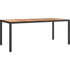 vidaXL Gartentisch mit Holzplatte Schwarz Poly Rattan & Akazienholz